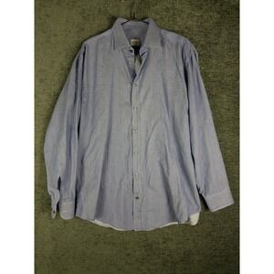 Armani Collezioni Shirt Mens 16.5 42‎ Blue Pinstriped Button Up Business Dress